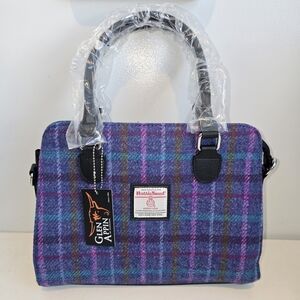 Harris Tweed Glen Appin Findhorn Satchel in Purple and Blue